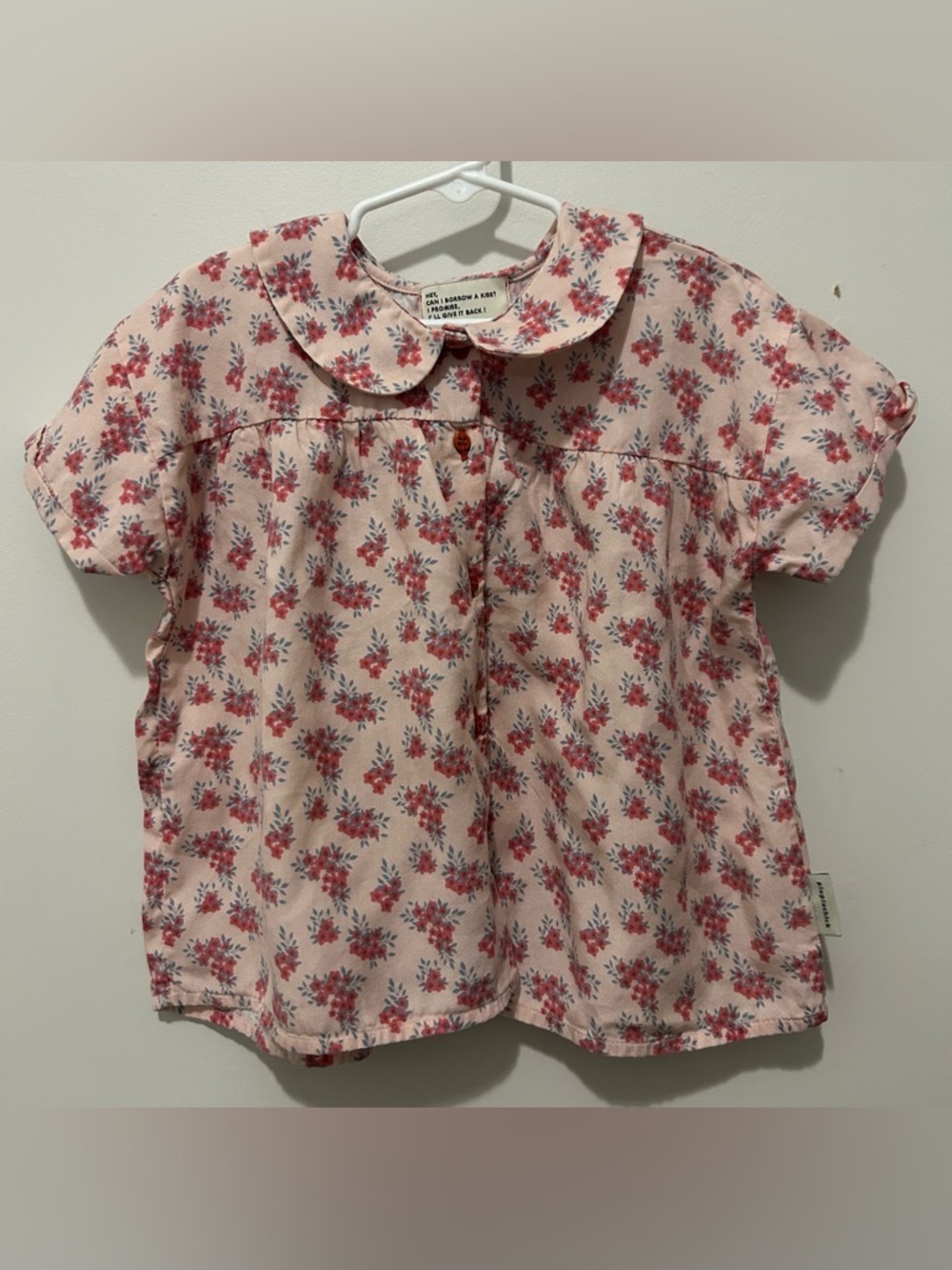 Girls Floral Peter Pan Collar Top - Pink